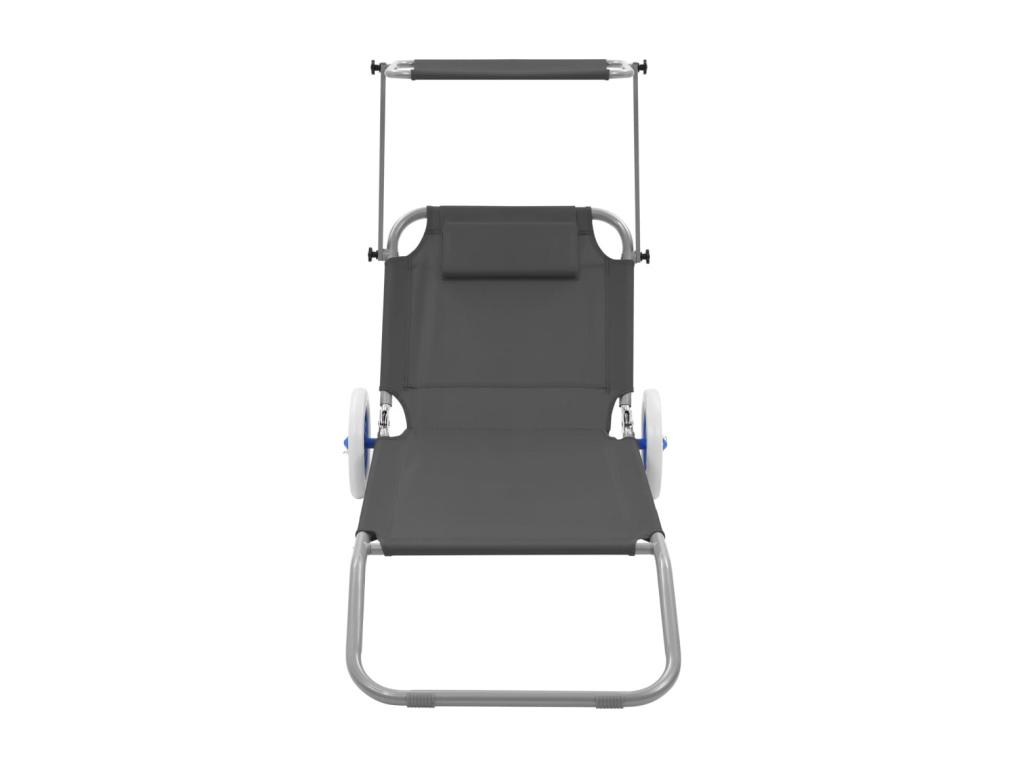 Sillón plegable con toldo y ruedas Gris Acero