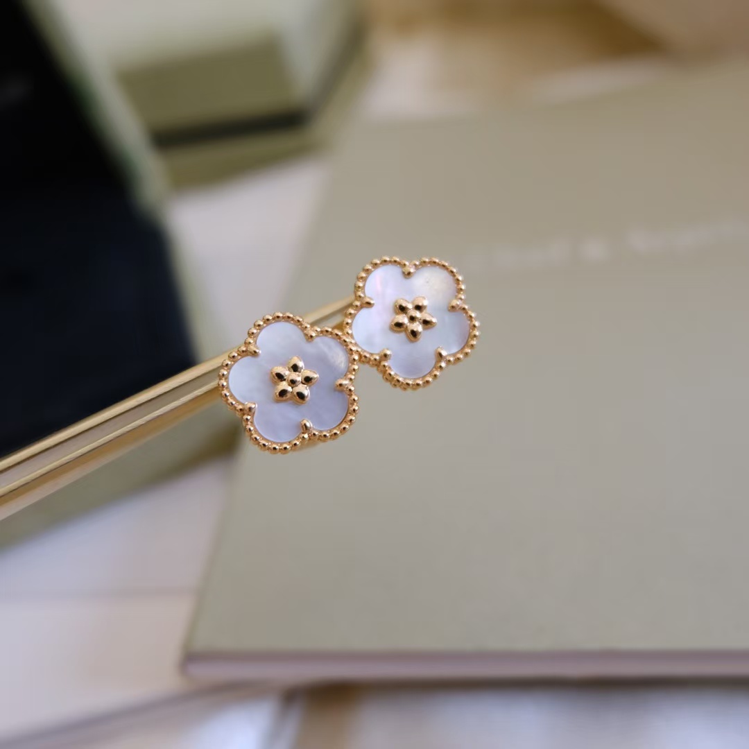VCA Lucky Spring Earrings, Plum Blossom - Original Replica Club