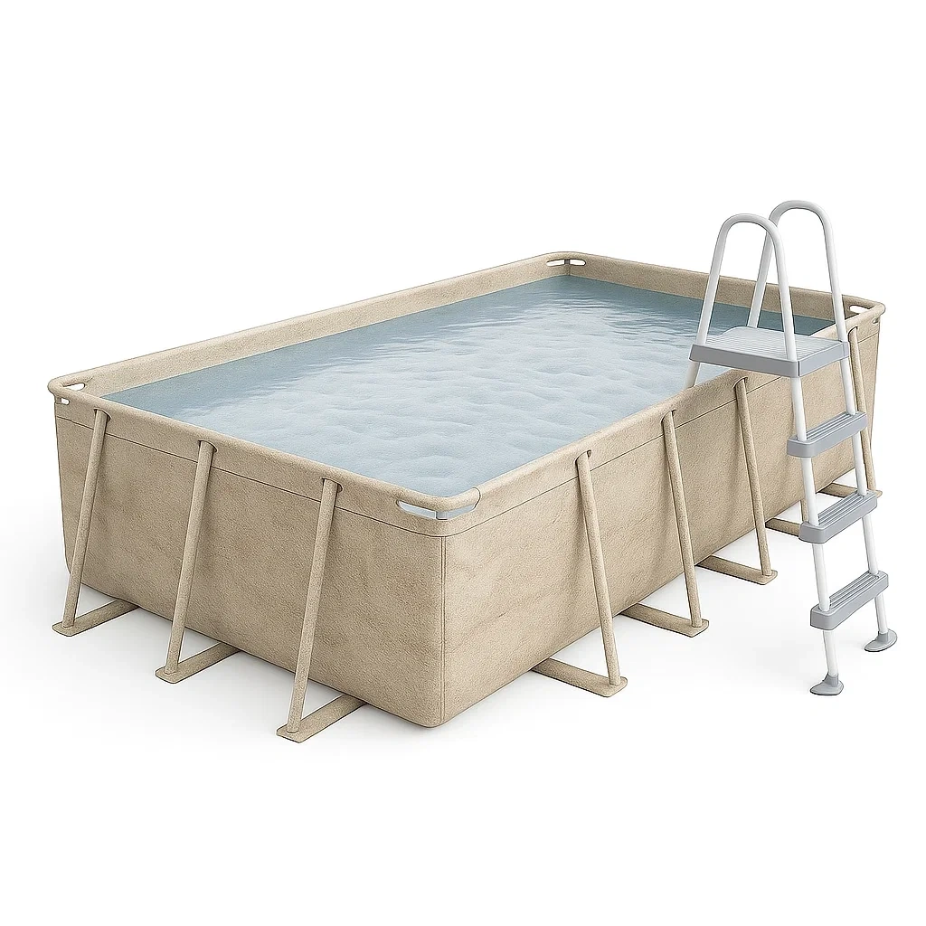 Piscina tubular rectangular desmontable acero 532x265x119 cm color beige con filtro y escalera NxkyQCQ204pv
