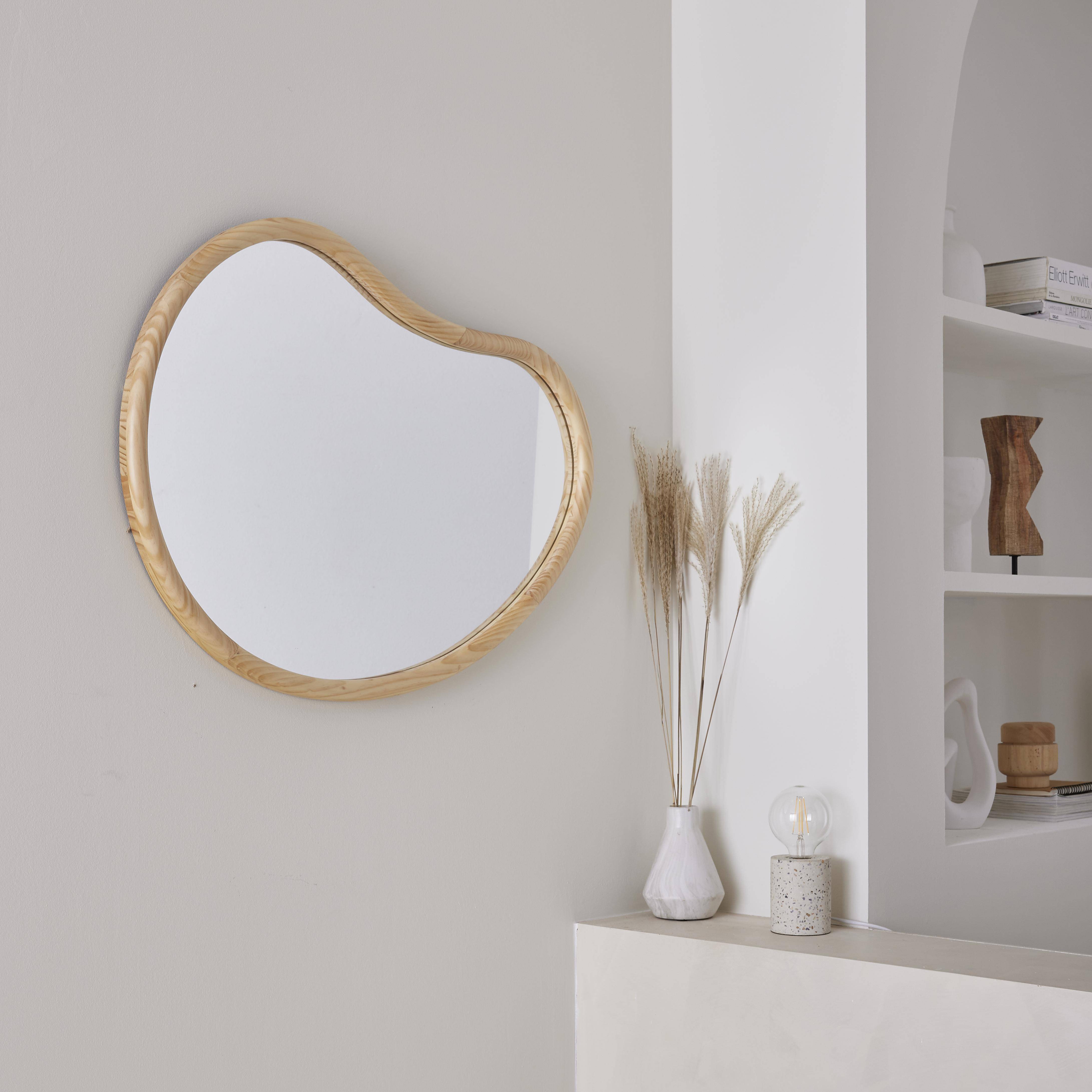 Jacob - Espejo de madera de abeto decorativo de pared, 85cm