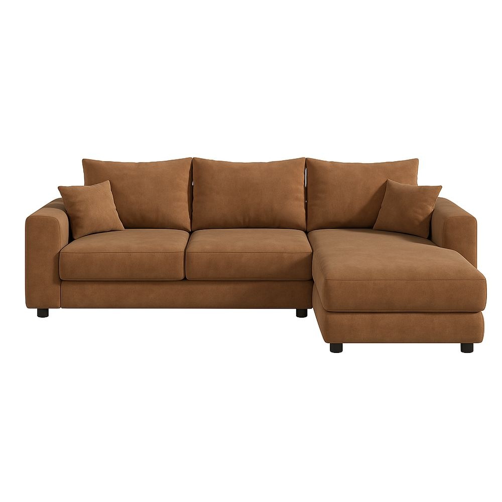 Sofá esquinero derecho de 3 plazas con estructura de madera de pino y tapizado de poliéster 230x150x85cm