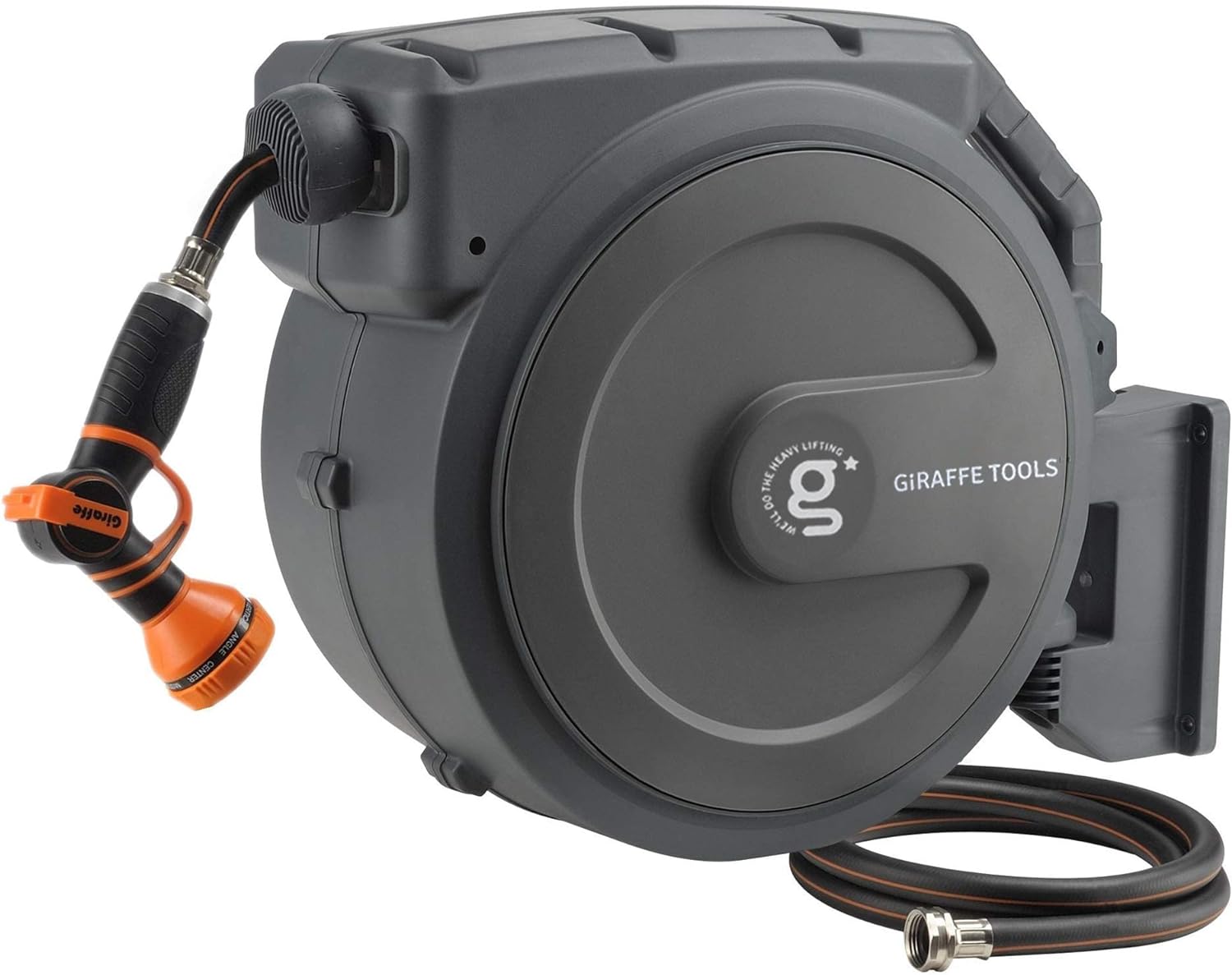 WAYFAIR Giraffe Tools Retractable Garden Hose Reel 1/2 Inch X 155 With 5 Ft Leader Hose, Heavy Duty, Any Length Lock, Slow Return System, Wall Mounted And 180 Deg Swivel Bracket