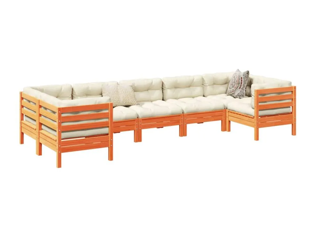 Patriciabaezcasa Set de sofás jardín 7 pzas con cojines Patriciabaezcasa marrón cera
