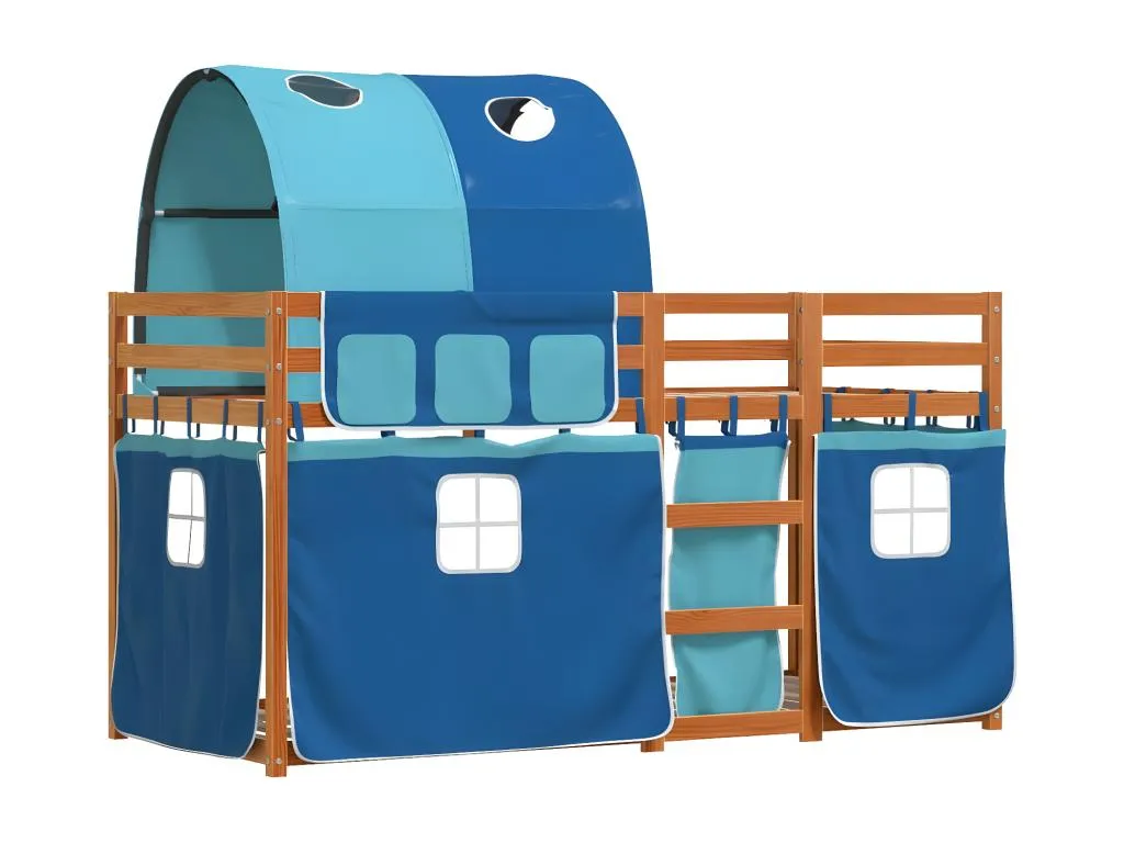 Litera con cortinas Lluesmamuebles maciza de Lluesmamuebles azul 90x200 cm