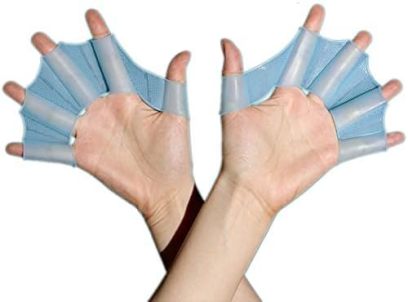 Swim Fins for Lap Swimming Silicone Gloves 1 Pair Swimming Equipment Unisex Shark Fin Swimming Fins(Size:Large,Color:Blue)