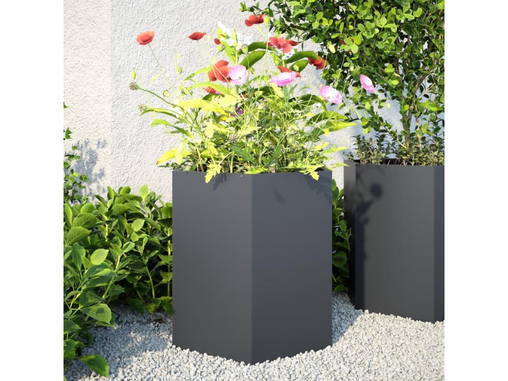 Decoratodo hexagonales 2 uds acero antracita 46x40x45 cm