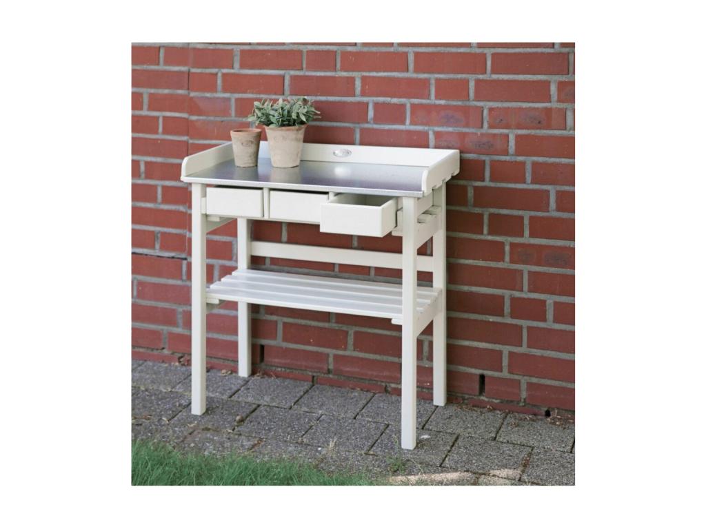 Mesa  jardín de pino y zinc