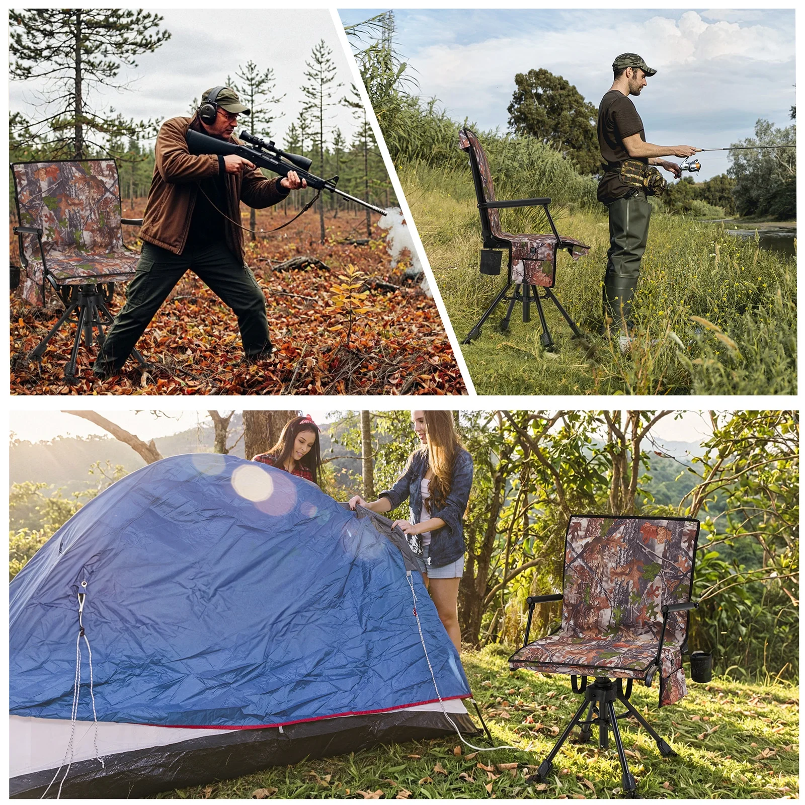 Danrelax 360- Silent Camo Hunting Blind Chair, Armrests, Side Pouch, Telescopic Legs - Image 21