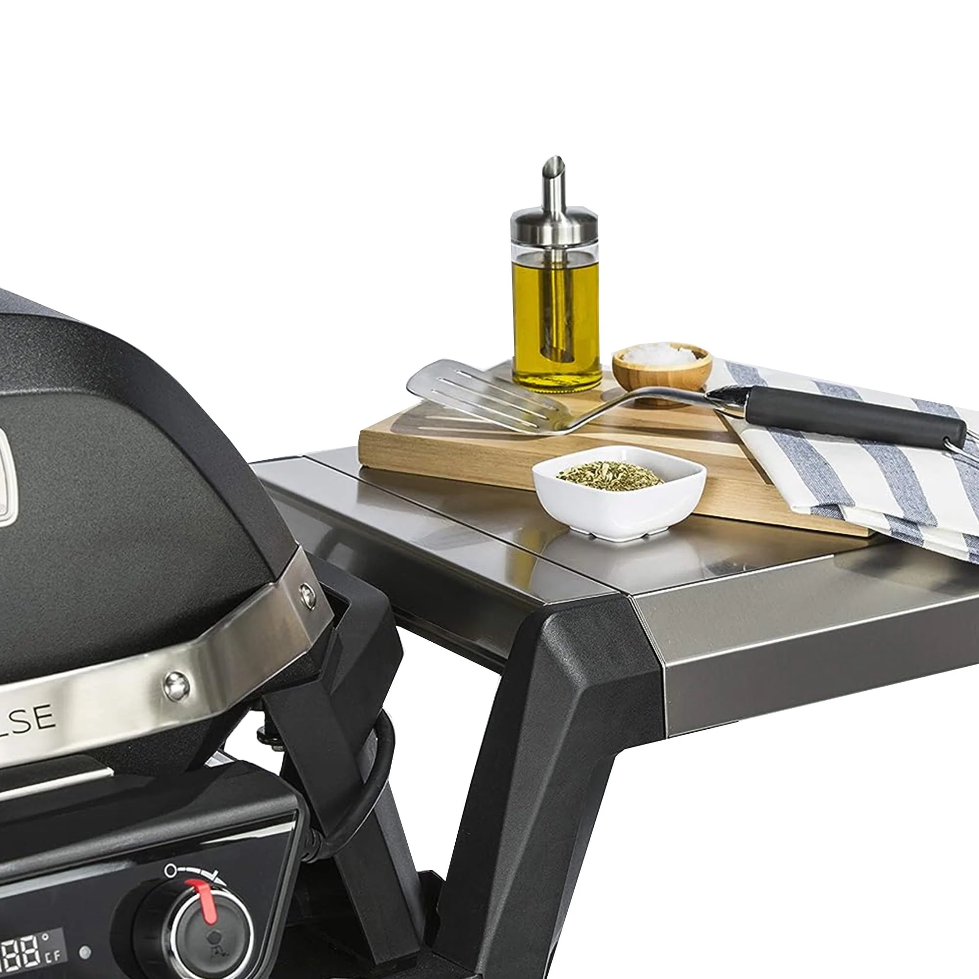 Weber Pulse 200 Electric Grill Rolling Cart with Foldable Side Table, Black - Image 9
