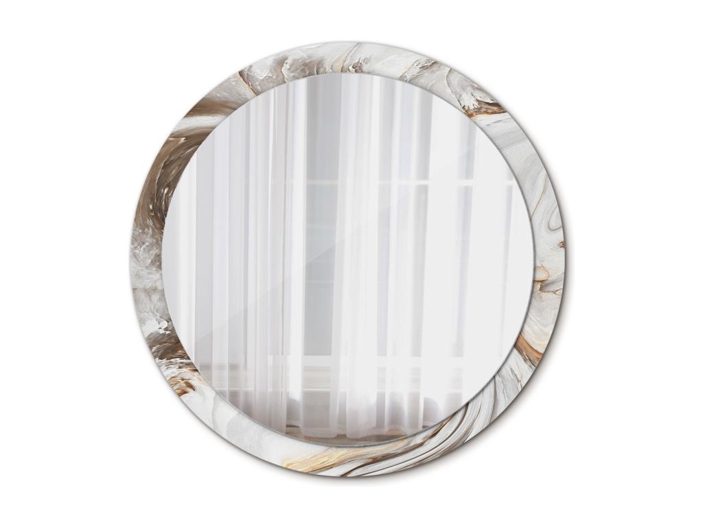 Espejo decorativo redondo - Mármol claro - 100 cm