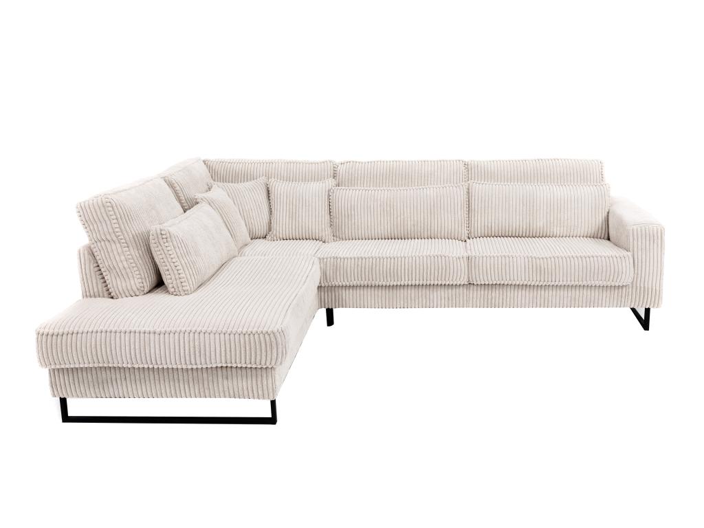 Sofá esquinero izquierda de terciopelo acanalado beige
