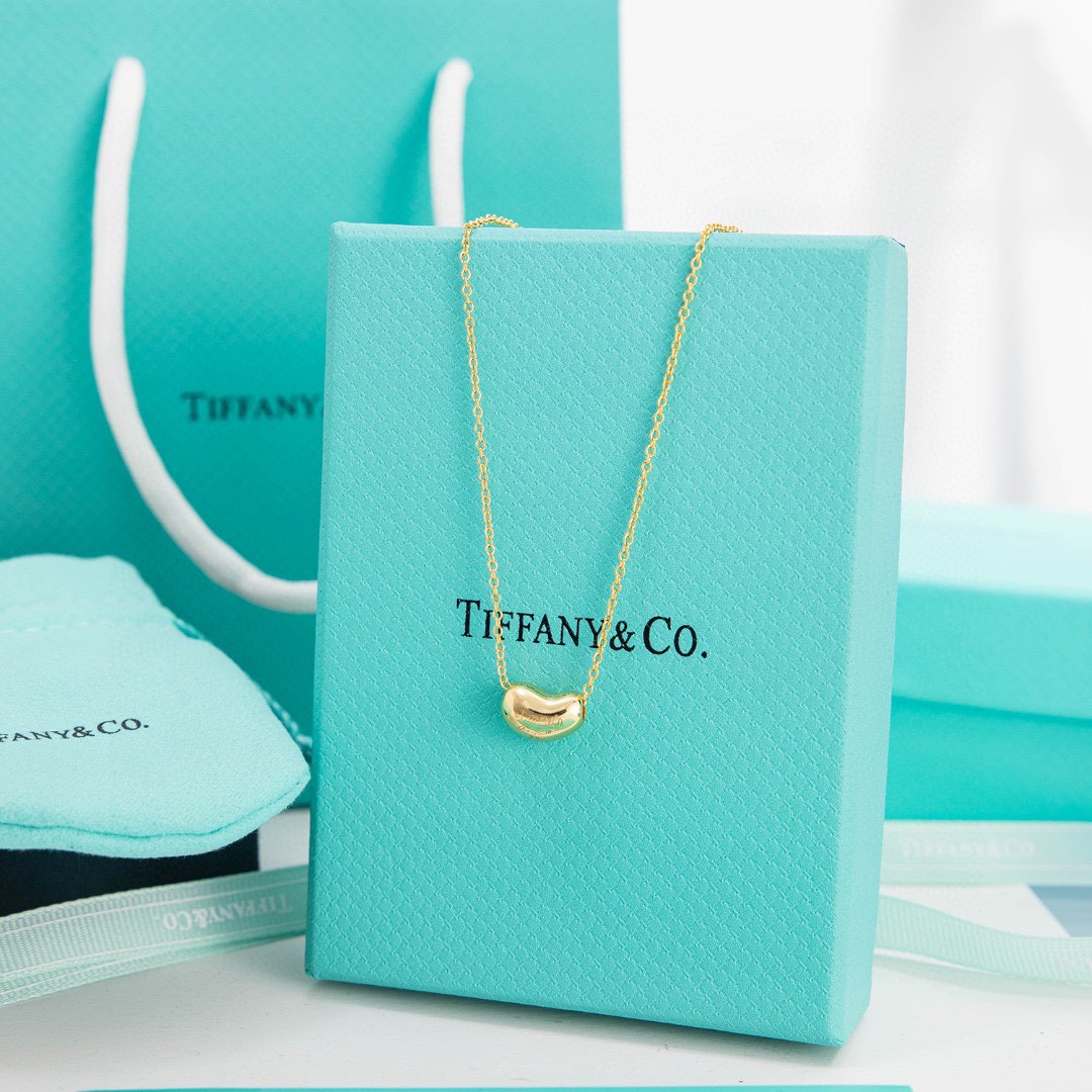 Tiffany Elsa Peretti® Bean® design Pendant Necklace in Yellow Gold, 6.5 mm - Original Replica Club