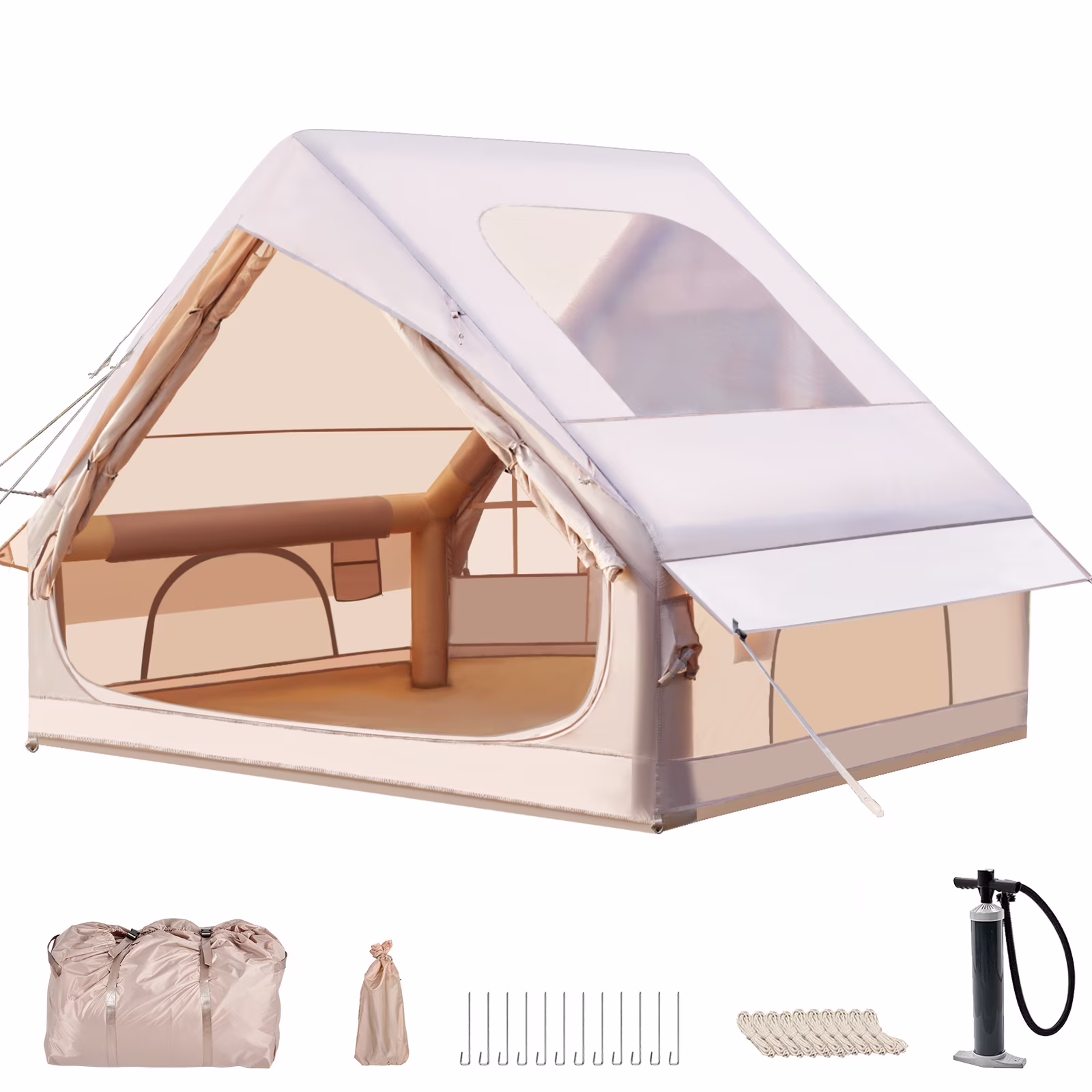 Gaonala 4-6 Person Inflatable Camping Tent with Pump Quick Setup 4-Season Family Tent Waterproof Windproof 420D Oxford Fabric - Image 5