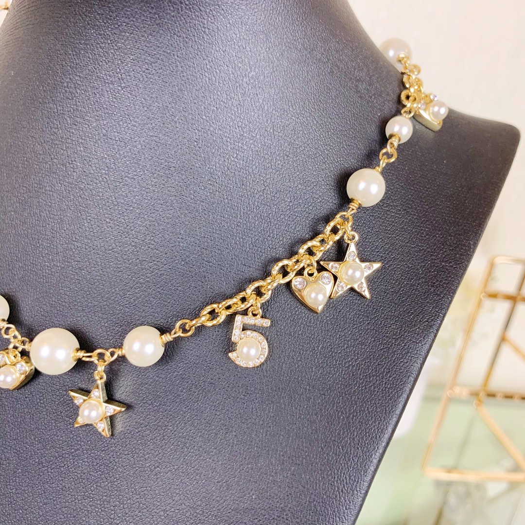 Chanel Princess Star Heart NO.5 Pearl Charms Necklace - Original Replica Club