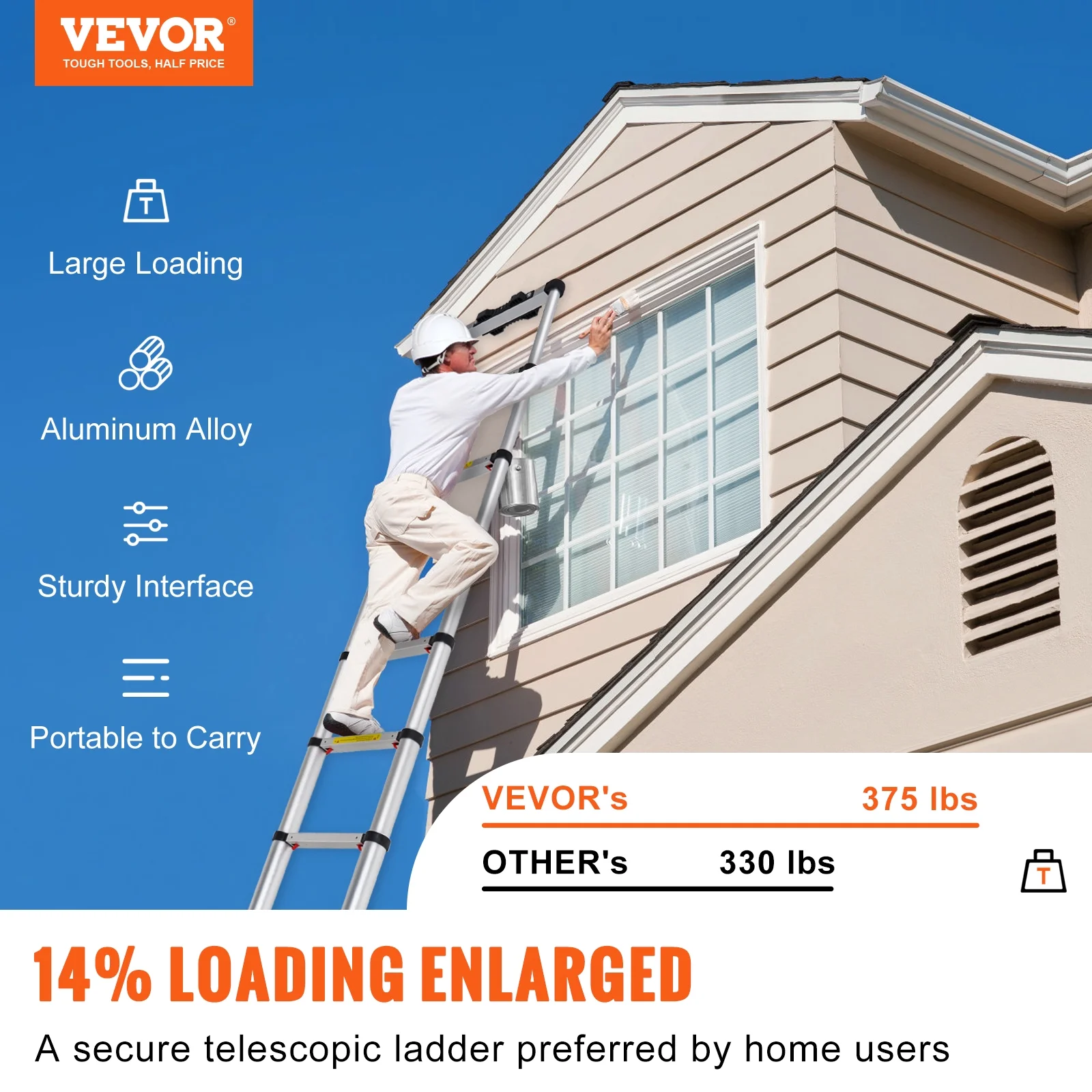 BENTISM 12.5 FT Telescoping Ladder, Aluminum Collapsible Ladder with One-Button Retraction,375 LB Capacity,ANSI Certified | Portable for Home, RV, Loft Use - Image 3