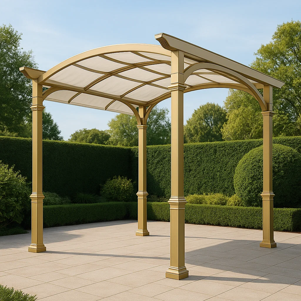 Pérgola de aluminio para jardín - Color dorado - para exterior - 400 cm largo x 250 cm alto x 400 cm profundo tXXjOHJ311KS