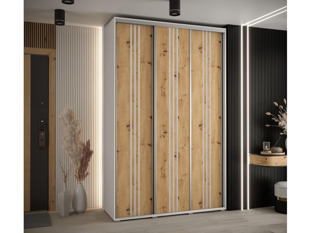 ARMARIO DAVOS 6 DE PUERTAS CORREDERAS 235,2/160/60 3 puertas (Blanco/Artisan/Plata)
