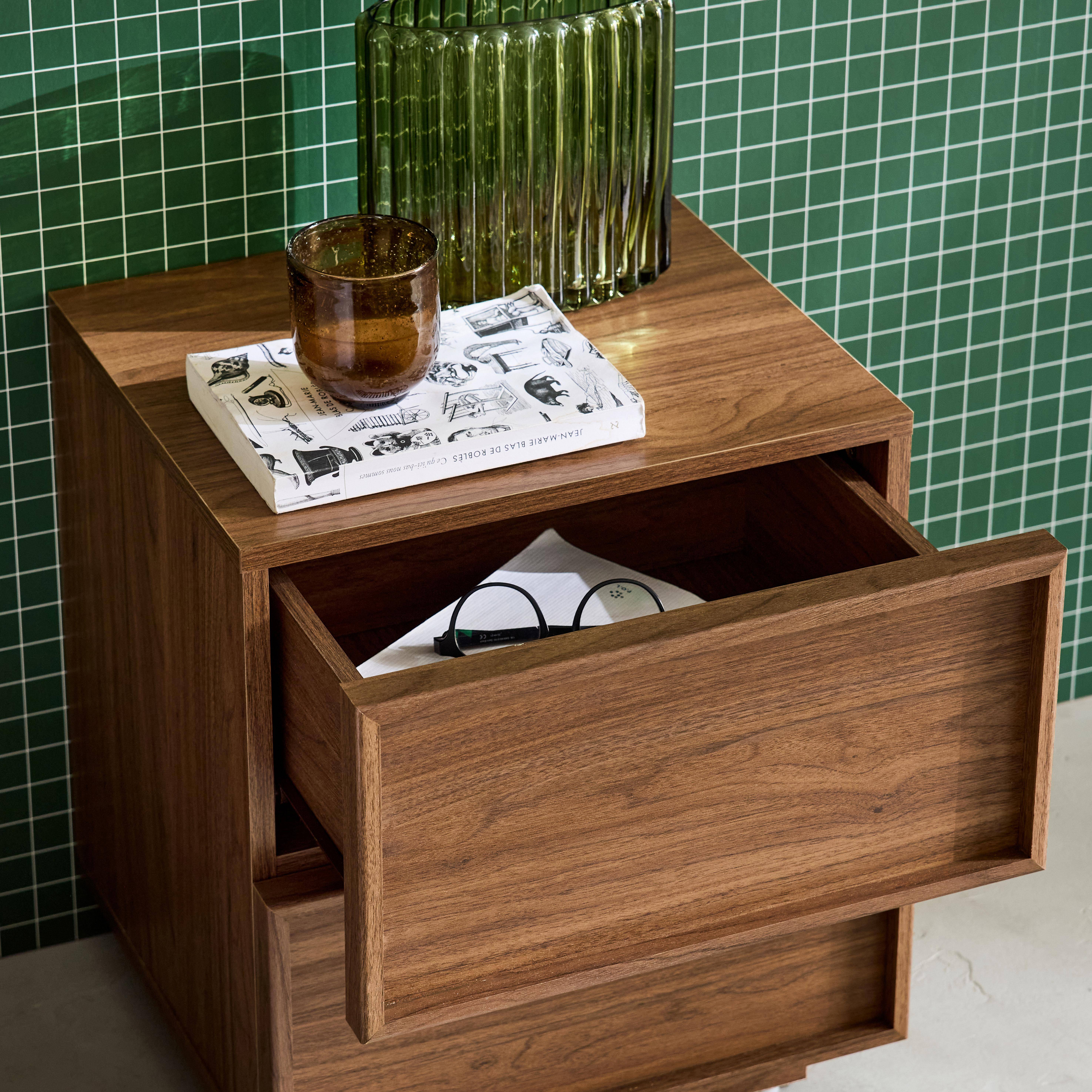 Kuba - Mesita efecto madera 2 cajones, set de 2