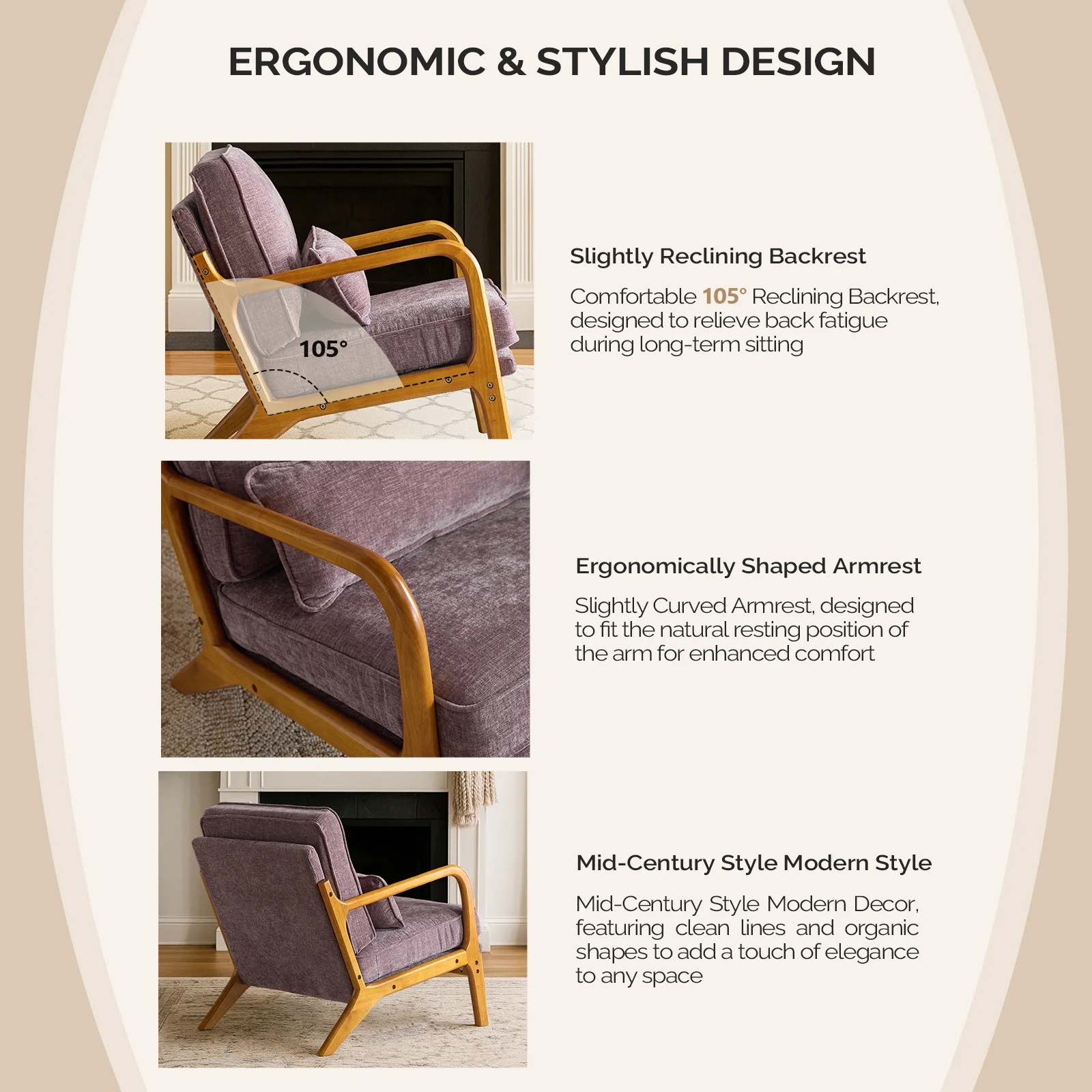 Ktaxon Accent Chair Corduroy Upholstered Armchair, Reading Club Chair with Pillow and Solid Wood Frame for Living Room Bedroom Furniture Off White - Image 48