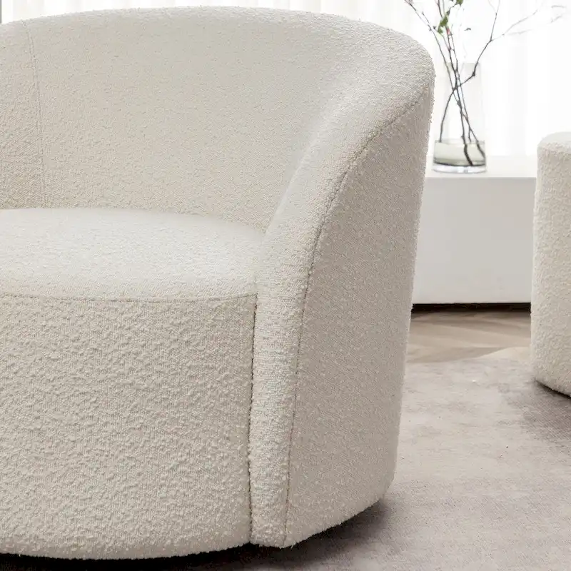 Set of 2 KINWELL 34-Inch Wide Upholstered Swivel Barrel Chairs