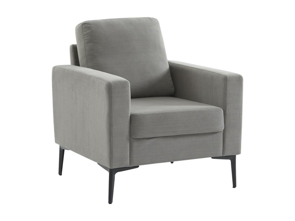 Sillón de pana y patas de metal gris claro