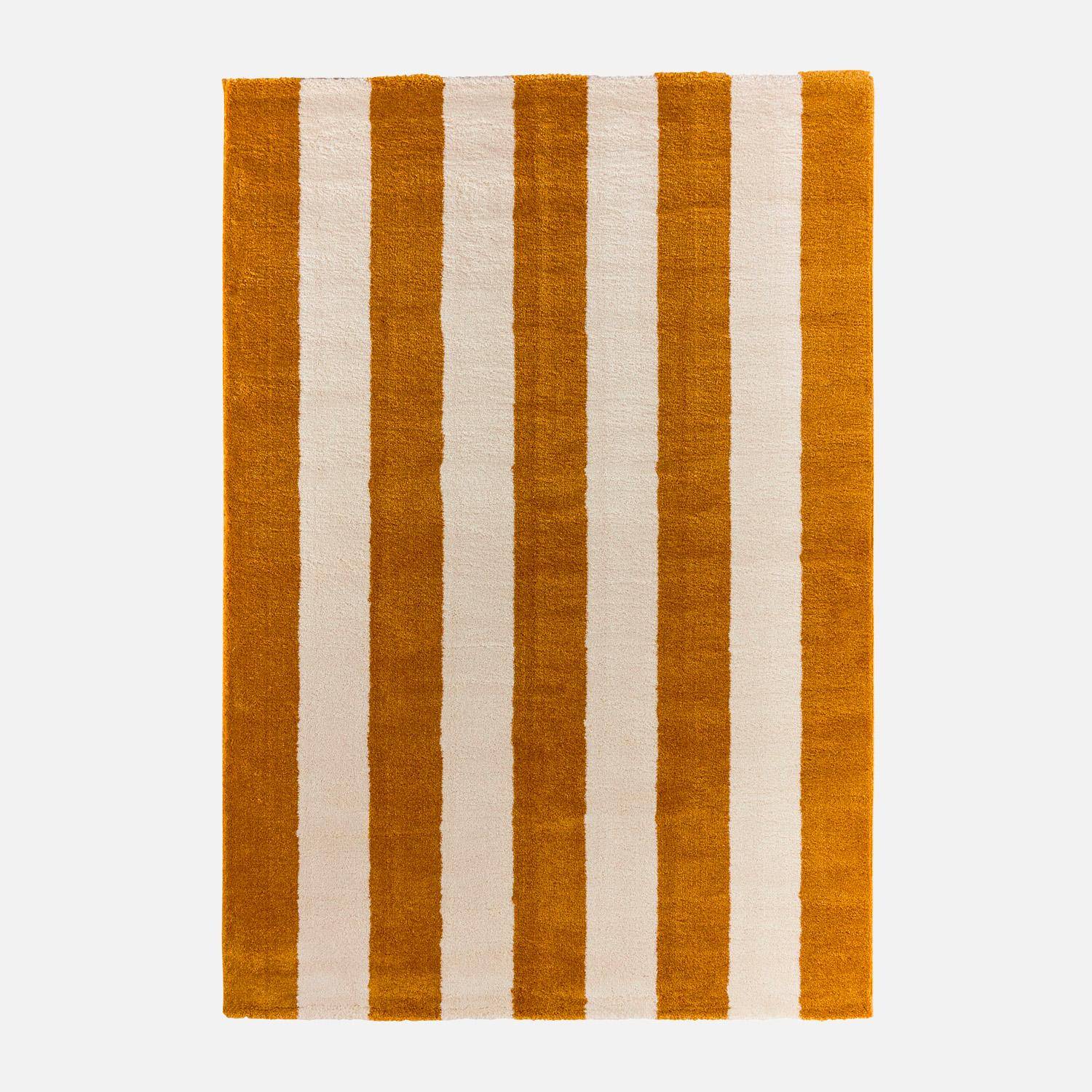 Pablo - Alfombra interior con rayas ocre y blanco