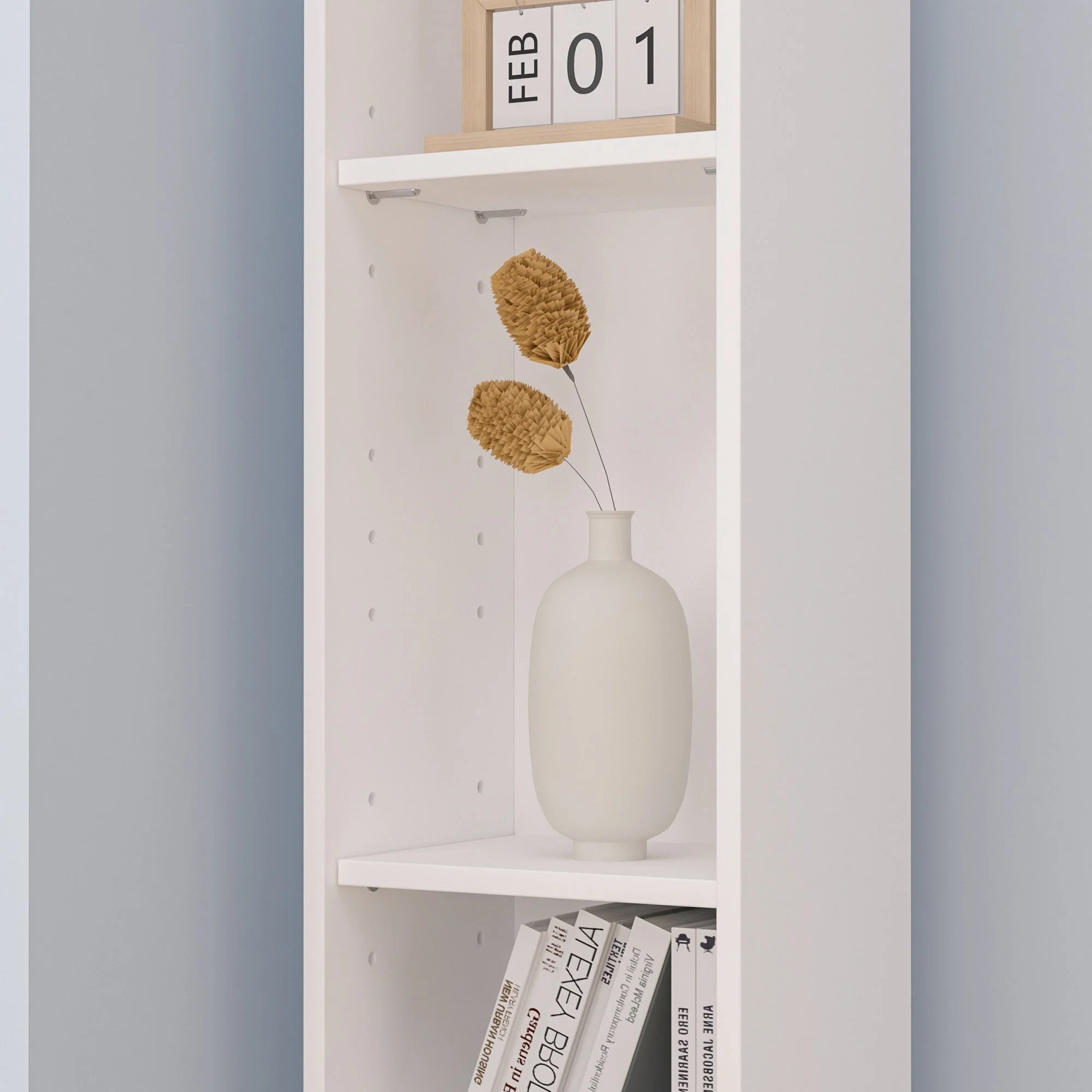 Javlergo 71" Tall Narrow Bookcase, Small Corner Bookshelf with Adjustable Shelves & Drawer, White - Image 5