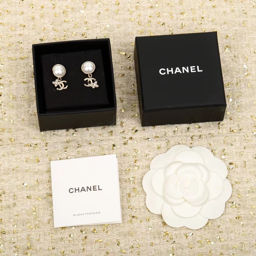 Chanel Pearl Stud Double C Dangle Earring - Original Replica Club
