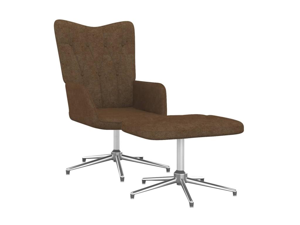 Sillón de relajación con taburete Tela marrón