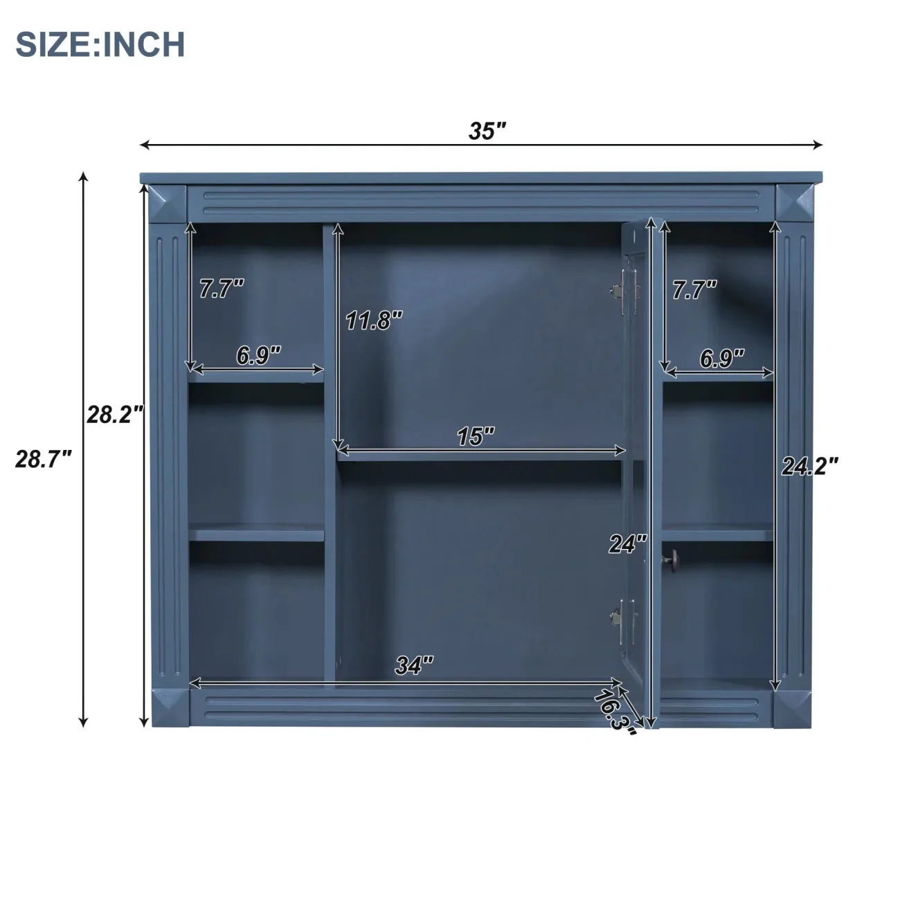 36'' Bathroom Vanity Set With Ceramic Sink Top, Mirror Cabinet, 2 Doors And 2 Drawers - Gray - Image 16 36'' Bathroom Vanity Set With Ceramic Sink Top, Mirror Cabinet, 2 Doors And 2 Drawers - Gray - Image 16