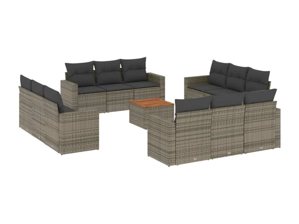 Boverdeco Set sofás de jardín con cojines 13 piezas ratán sintético gris