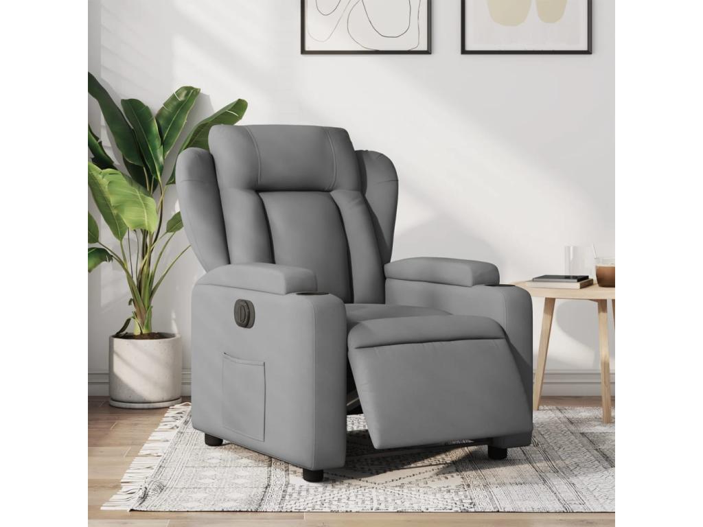 Sillón reclinable eléctrico tela gris claro
