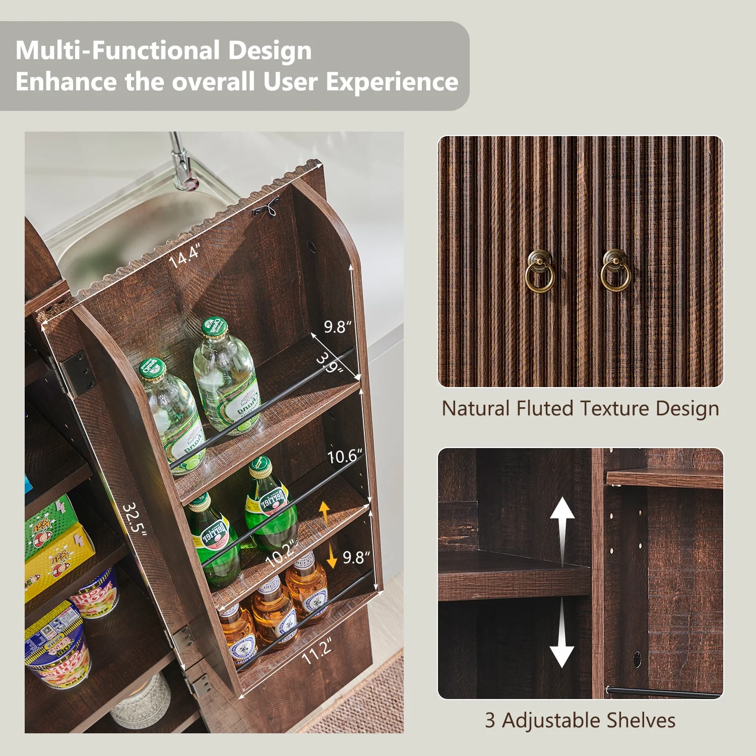 IFGET 71" Tall Arched Kitchen Pantry Storage Cabinet, Large Storage Cabinet with Adjustable Shelves, Pantry Cabinet for Kitchen, Dining Room - Image 20
