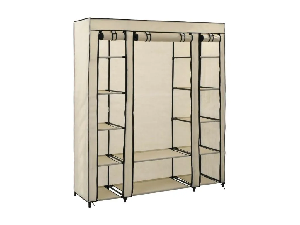 Armario con compartimentos y varillas tela crema 150x45x176 cm gifl14265