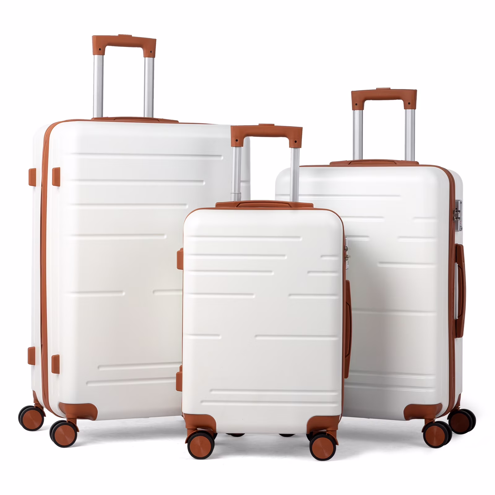 Zimtown Luggage 3 Piece Set Suitcase ABS Hardside Lightweight with TSA Lock Spinner Wheels, Beige(Purple/3 Piece Set)