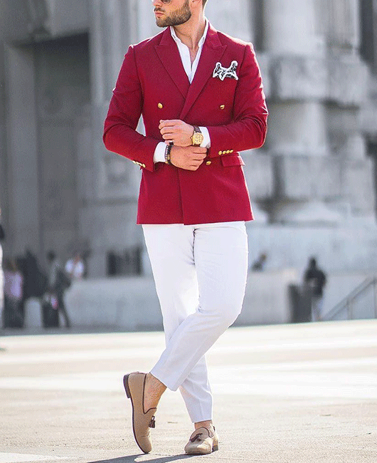 Elegant Plain Double Breasted Lapel Collar Blazer