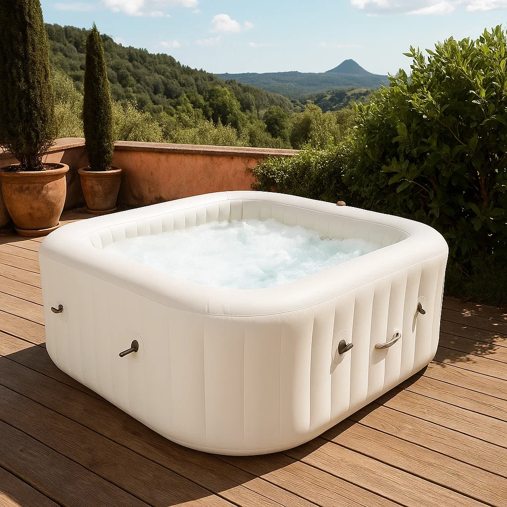 Spa hinchable cuadrado con sistema de burbujas y accesorios,201 x 201 x 71 cm - MoEghlz123LS