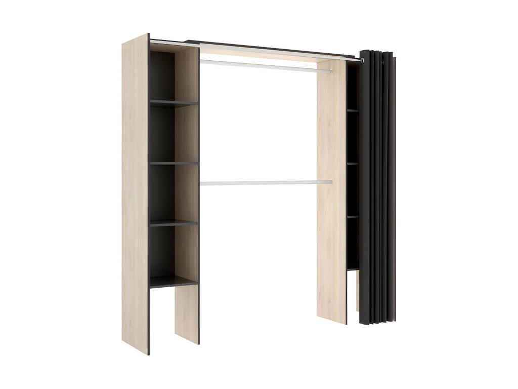 Armario ropero extensible 2 estanterías color roble y antracita