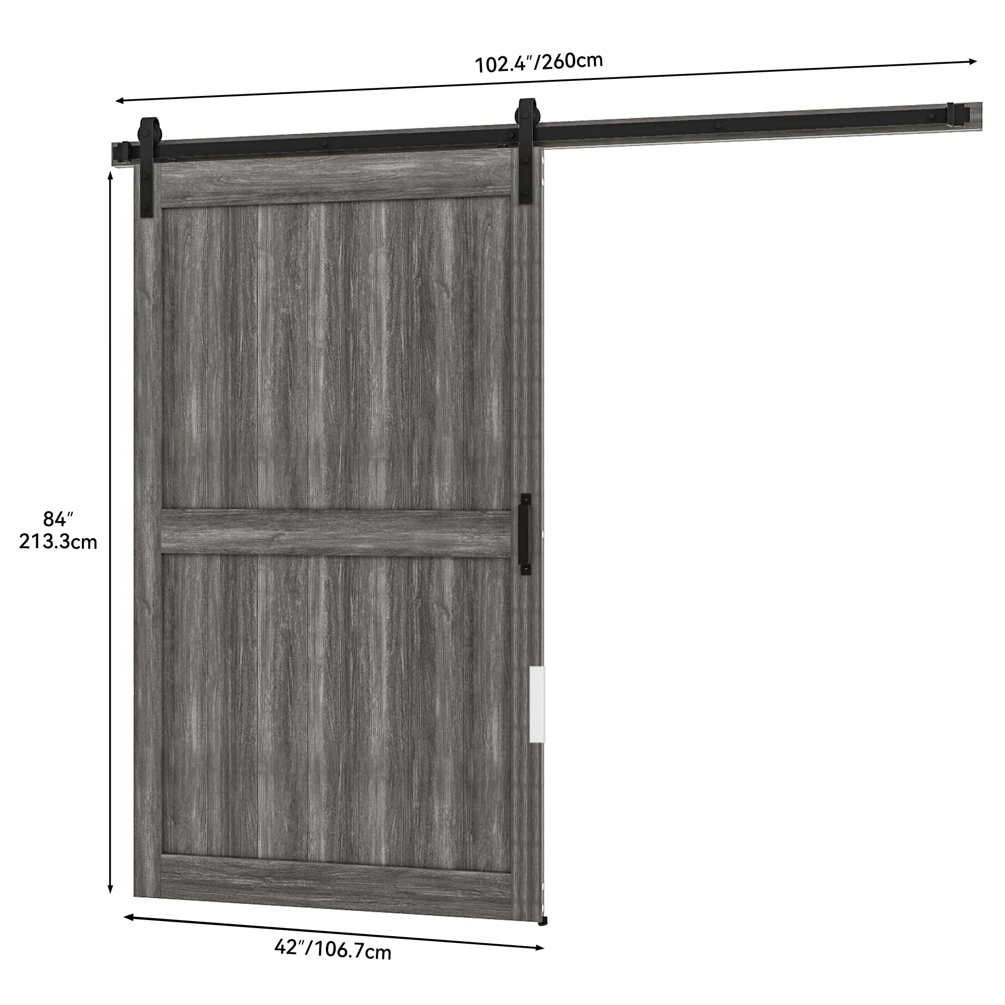 Uforic Sliding Barn Door With Hardware Kit, 48 x 84 in, Gray - Image 7 Uforic Sliding Barn Door With Hardware Kit, 48 x 84 in, Gray - Image 7