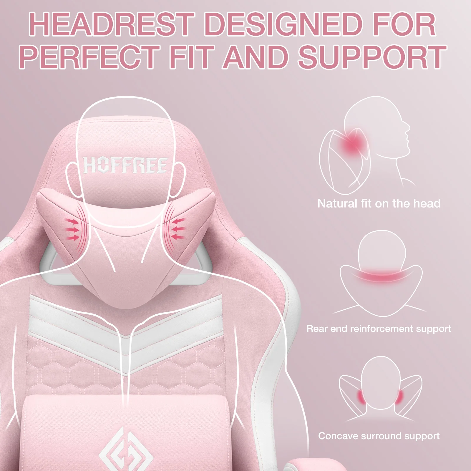 Hoffree Gaming Chair with Massage Fabric Office Chair with footrest for Adults, Ergonomic Gamer Chair with Headrest and Lumbar Support for Office Gaming, 440 LBS - Image 54