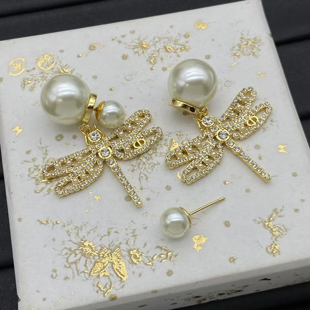 Dior Dragonfly Pearl Earrings - Original Replica Club