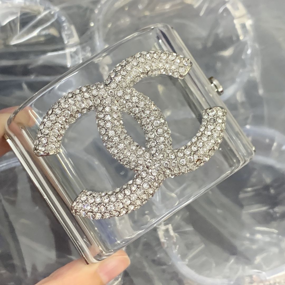 Personality Chanel Transparent CC Wide Bangle Bracelet - Original Replica Club