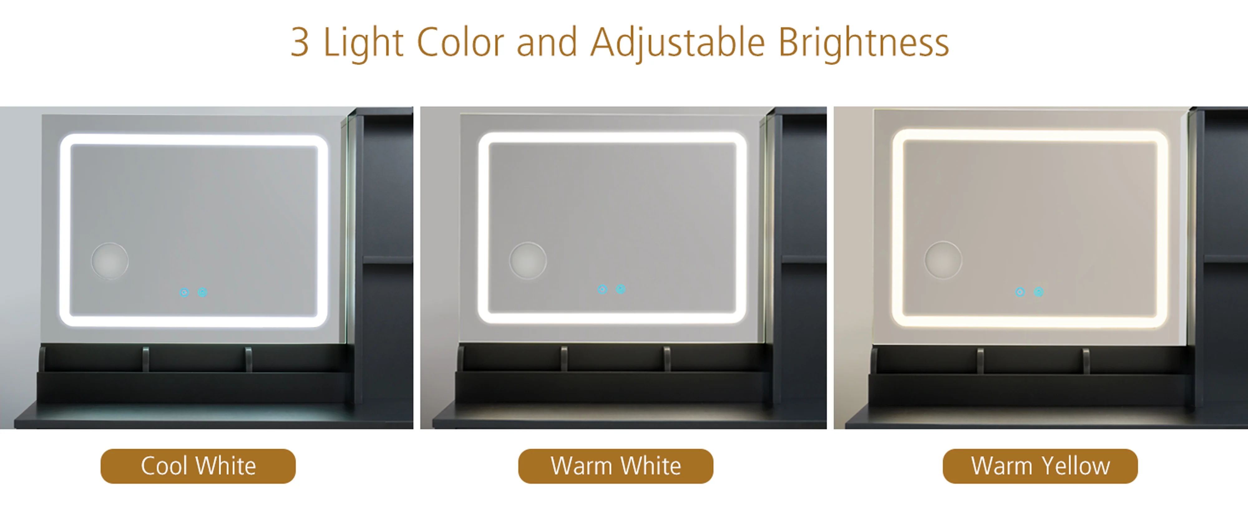 Mainstays Get Ready with Me GRWM Deluxe 2-Piece Vanity and Stool with Lighted Mirror and USB Power, White Finish - Image 34