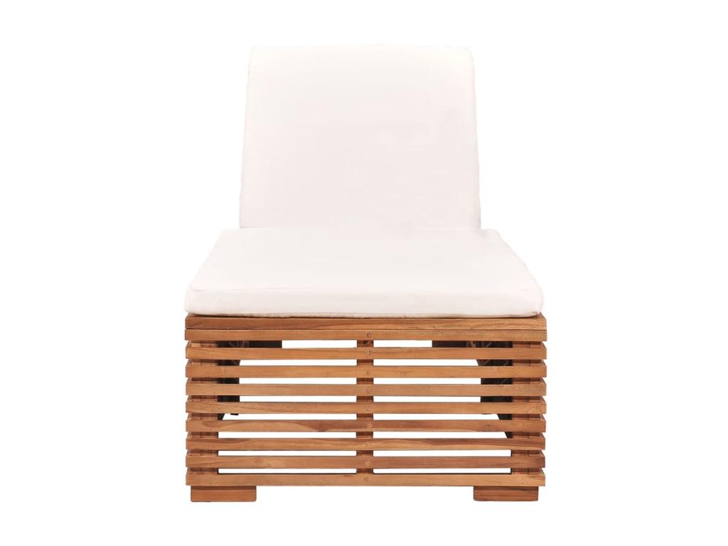 Sillón con cojín color crema Madera maciza de teca