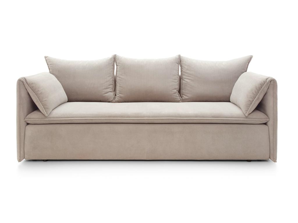 Sofá cama de 3 plazas de terciopelo de canalé beige