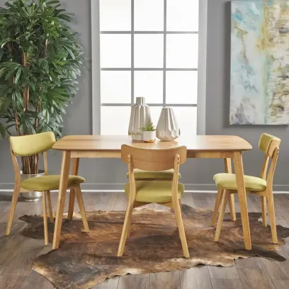 Christopher Knight Home Alma Mid-Century 5-Piece Wooden Rectangular Dining Set