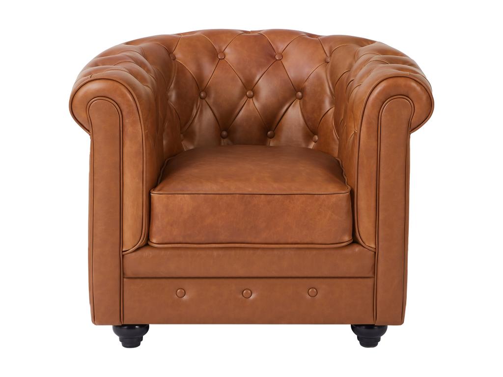Sillón de piel de vaca color camel CHESTERFIELD