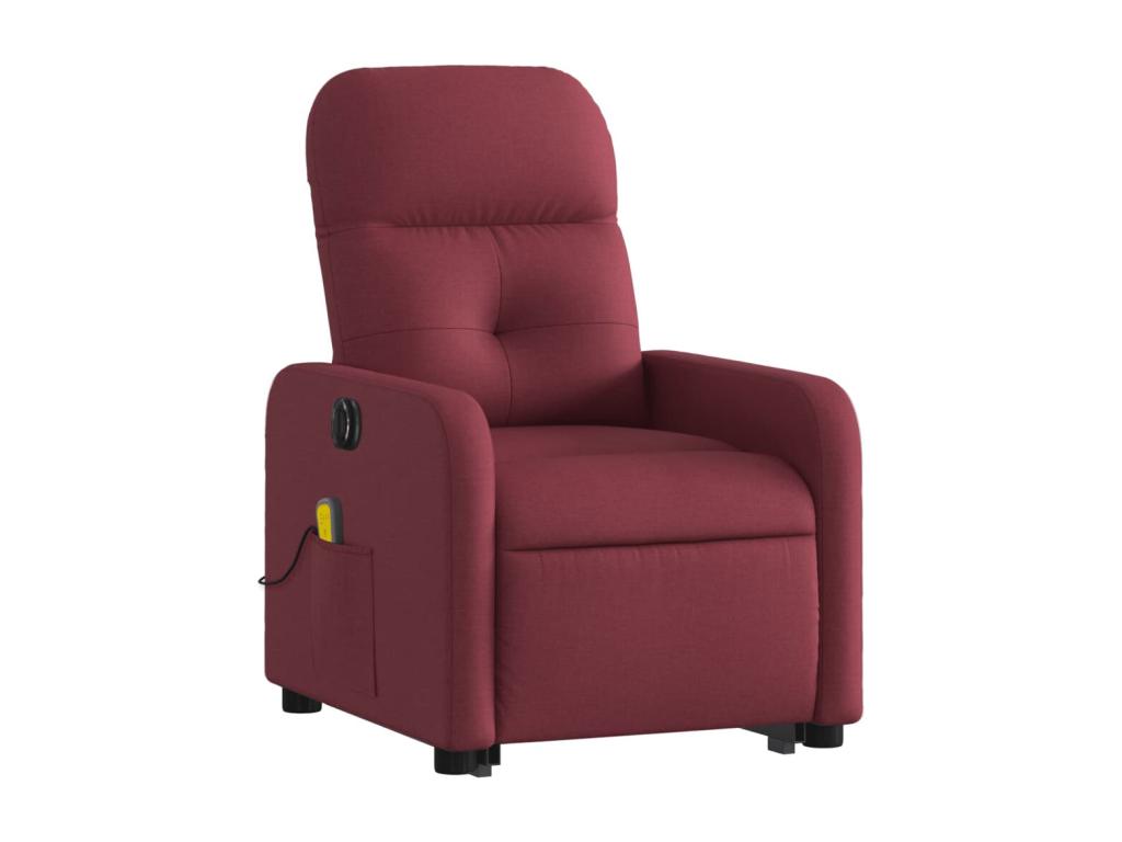 Sillón de masaje elevable eléctrico tela rojo tinto