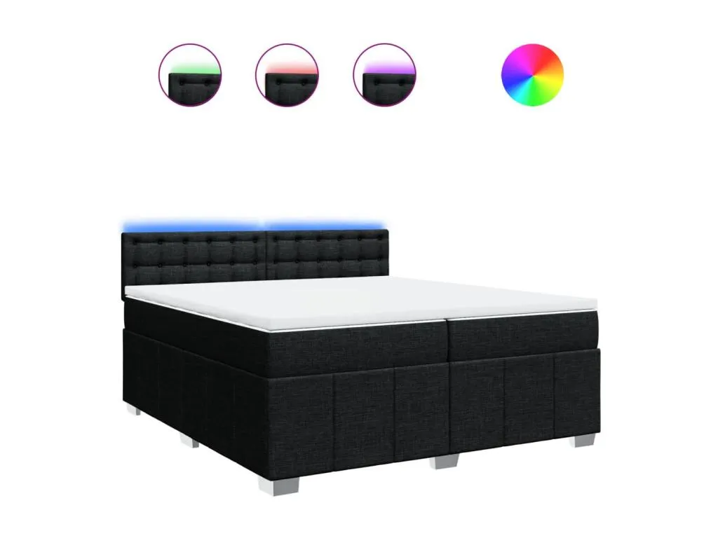 Cama box spring con colchón tela negro 200x200 cm xse3522709