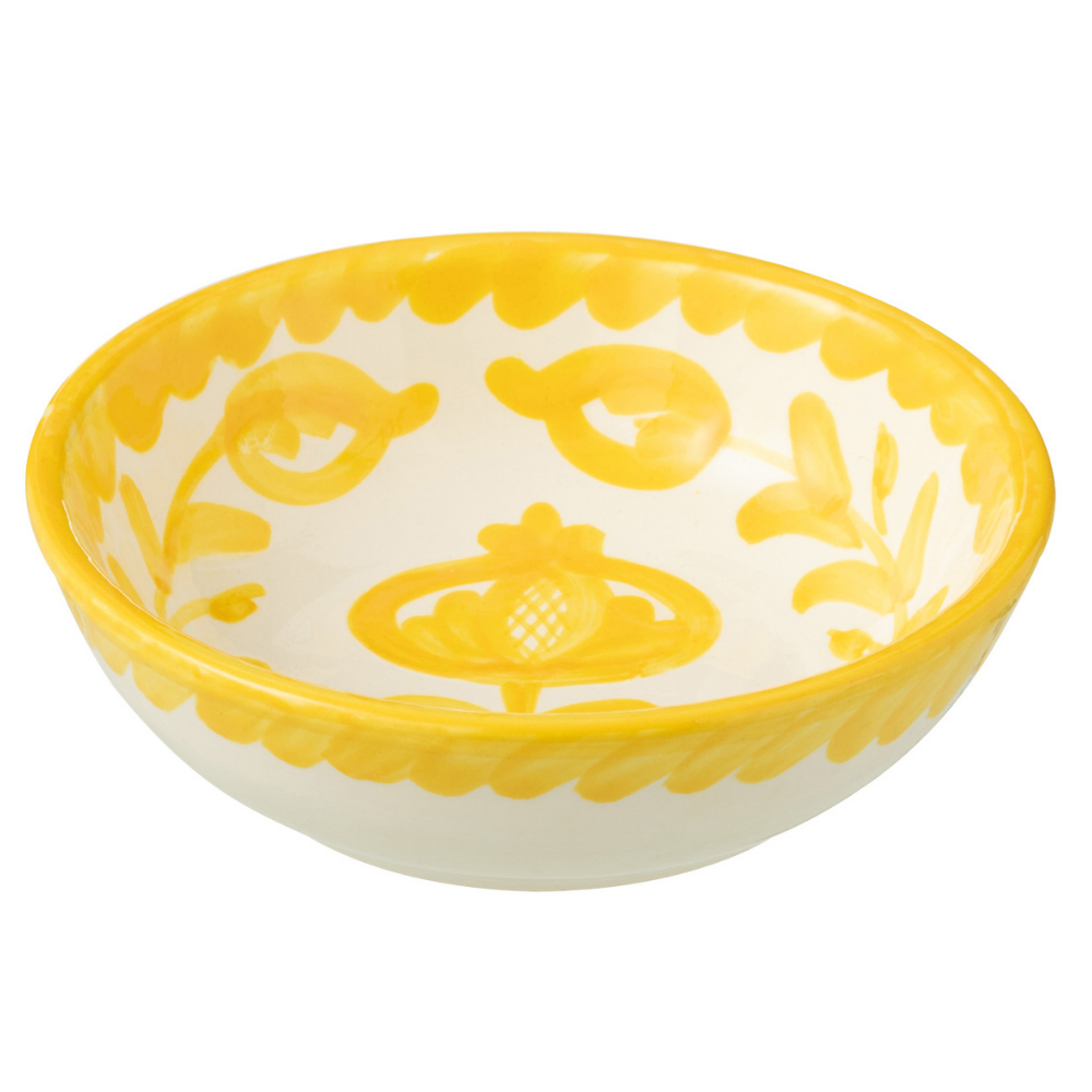 J-Line kom Granada Low - keramiek - wit geel - small - Ø 14